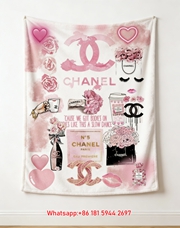 Chanel Pink Monogram Flannel Throw Blanket IMG_7305